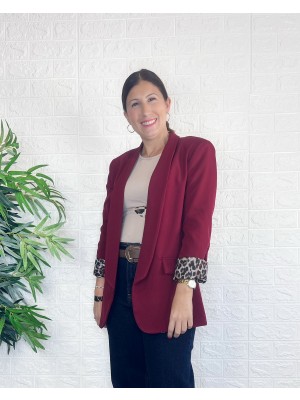 Blazer print burdeos