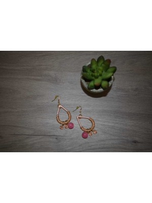 Pendientes dorado y rosa bolitas